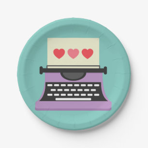 Prato De Papel Máquina de escrever lunática bonito