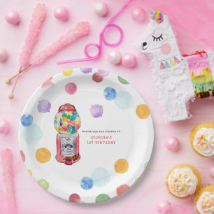 Prato De Papel Máquina de Gumball Retroativa Parte Aniversário