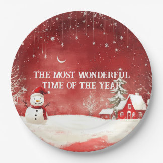 Prato De Papel Maravilha de inverno personalizada Cena de Natal S