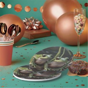 Prato De Papel Maravilhas em Riverbound: Duas Sapos Verdes Plump 