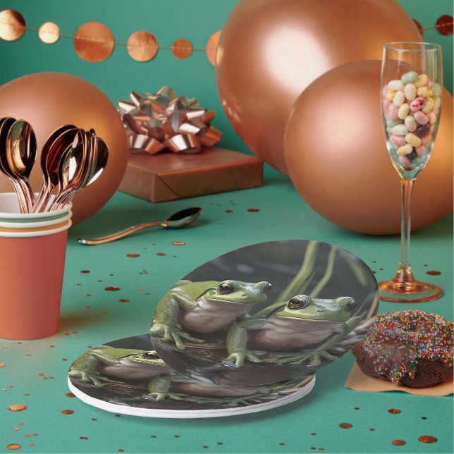 Prato De Papel Maravilhas em Riverbound: Duas Sapos Verdes Plump  (Múltiplo)