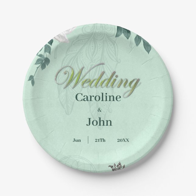 Prato De Papel Maravilhosas flores elegantes (Frente)