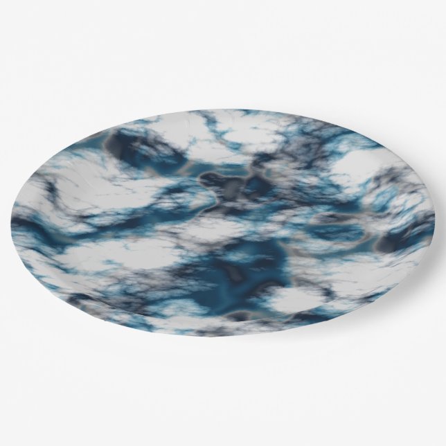 Prato De Papel Marble Azul (Inclinado)