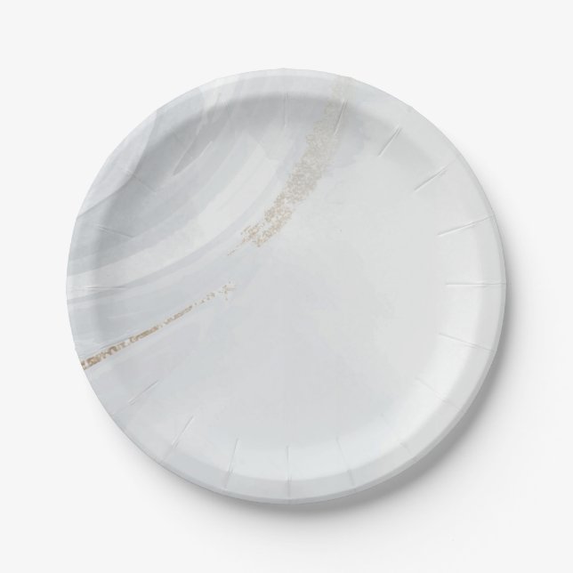 Prato De Papel Marble Pastel Stone Texture Glitter Watercolor (Frente)
