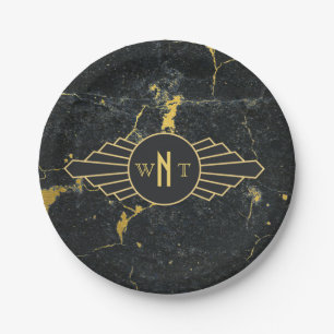 Prato De Papel Marble Preto - Três Letras - Decência de Arte Mo