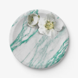 Prato De Papel Marble Tiffany Mint Emerald White Jasmine Glitter