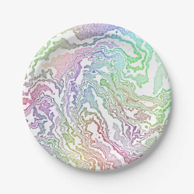 Prato De Papel Marbled Rainbow (Frente)
