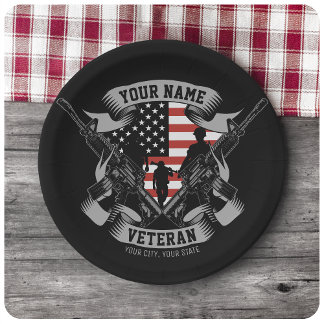 Prato De Papel Marca Personalizada Americana Veterana Orgulhosa V