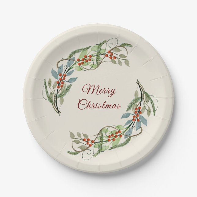 Prato De Papel Marcha de Natal Elegante Botânica (Frente)