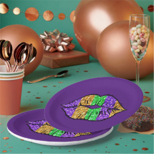Prato De Papel Mardi Gras Kiss Paper Plates