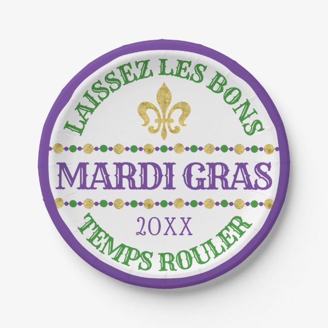 Prato De Papel Mardi Gras | Laissez Les Bons Temps Rouler (Frente)