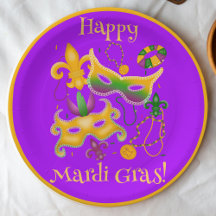 Mardi Gras Mask Fleur de Lis Miçanga King Cake