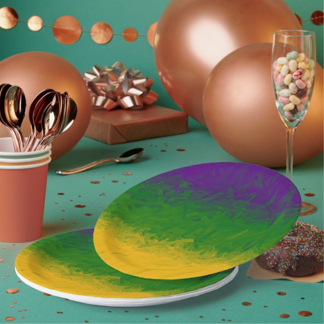 Prato De Papel Mardi Gras Paint (Múltiplo)