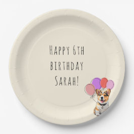 Prato De Papel Marfim Creme Macio Quente - Aniversário do Corgi