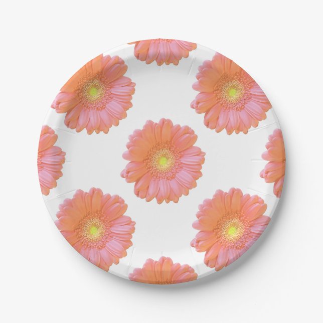 Prato De Papel Margarida de gerbera laranja (Frente)