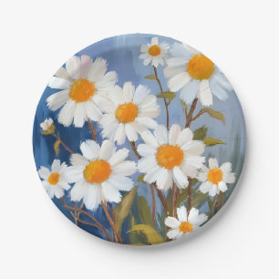 Prato De Papel Margaridas Brancas Aquarela Flores Pintadas