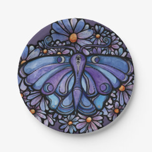 Prato De Papel Margaridas de Mariposa Lua Roxo         