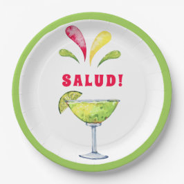 Prato De Papel Margarita de Aquarela Festiva | Placa de papel sal