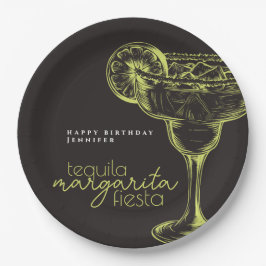Prato De Papel Margarita Fiesta Black Cocktail Birthday Party
