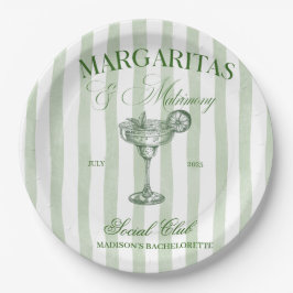 Prato De Papel Margaritas and Matrimony Striped Bachelorette