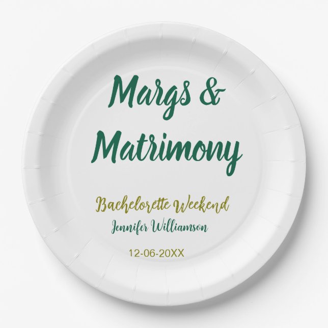 Prato De Papel Margs e matrimônio adicionar nome data despedida d (Frente)