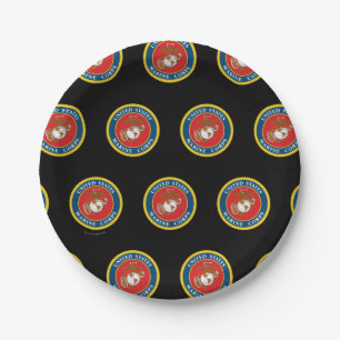 Prato De Papel Marines dos Estados Unidos   Fundo Marinho 1