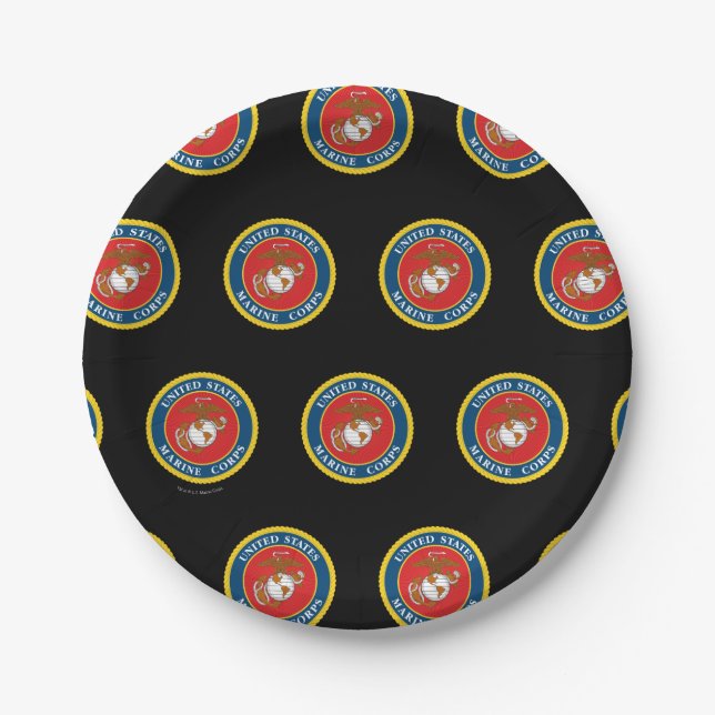 Prato De Papel Marines dos Estados Unidos | Fundo Marinho 1 (Frente)