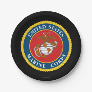 Prato De Papel Marines dos Estados Unidos Fundo Marinho 1