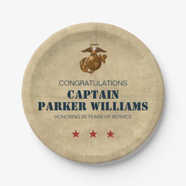 Prato De Papel Marines dos Estados Unidos | Fundo Marinho 1 (Frente)