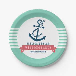 Prato De Papel Marinho Azul, Banheiras Brancas Anticorais Náutica