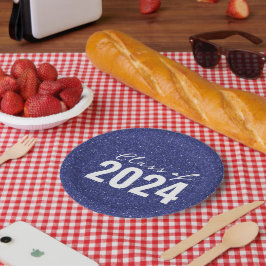 Prato De Papel Marinho Azul de Ano de Classe Personalizada