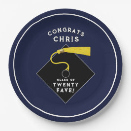 Prato De Papel Marinho Azul Graduação 2025