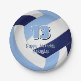 Prato De Papel marinho azul lt aniversário de criança de voleibol