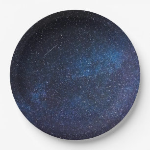 Prato De Papel Marinho Azul Milkyway Nightsky Galaxy Aniversário