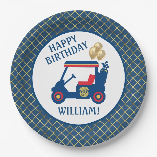 Prato De Papel Marinho Azul Vermelho Amarelo Personalizado (Frente)