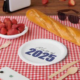 Prato De Papel Marinho Blue Glitter Classe de 2025