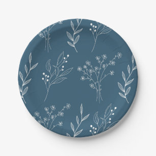 Prato De Papel Marinho Corner Floral Boho Wedding