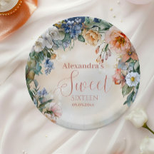 Marinho romântico Pastel Wildflower Sweet 16