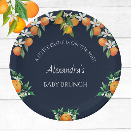 Prato De Papel Marinho Um Pouco Cutie Orange Citrus Baby Brunch
