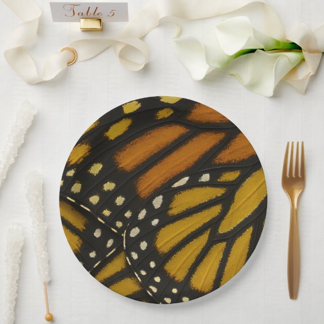 Prato De Papel Mariposa Orange Yellow Monarfly Wing (Casamento)