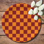 Prato De Papel Maroon e Orange Checkered Vintage<br><div class="desc">Maroon e Orange Checkered Vintage</div>