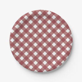 Prato De Papel Maroon Gingham 