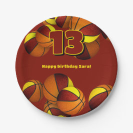 Prato De Papel maroon gold basketbolas raparigas festa desportiva