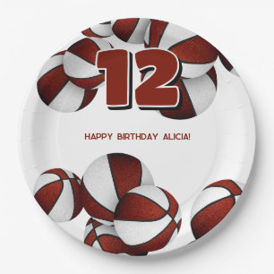 Prato De Papel maroon white basketbolas raparigas festas de espor