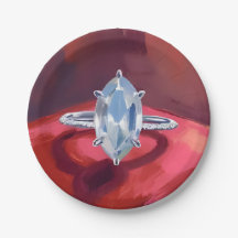 Marquise Diamond Engagement Ring Red Watercolor