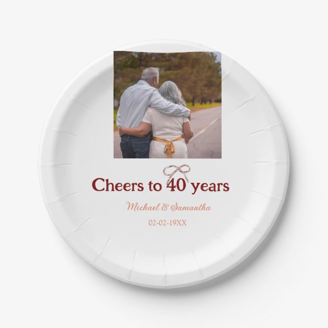 Prato De Papel Marron arco aplaude 40 anos de casamento (Frente)