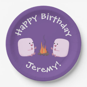 Prato De Papel Marshmallows cor-de-rosa lindos por desenhos anima