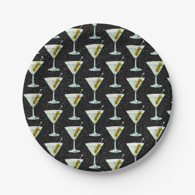 Prato De Papel Martini Cocktail Pattern (Frente)