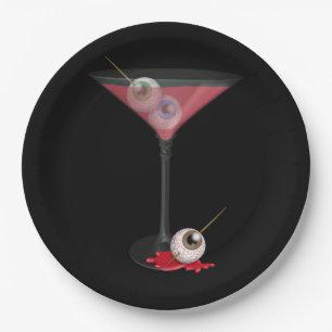Prato De Papel Martini de Halloween Com Olho
