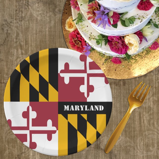Prato De Papel Maryland Plates, festa, esportes, Maryland Flag (Criador carregado)